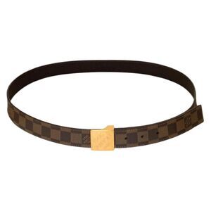 Authentic Louis Vuitton Unisex Damier Canvas Brown Leather Reversible Belt 38''